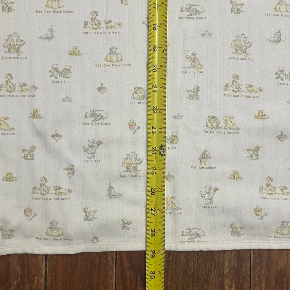 Vintage Carters Classics Nursery Rhyme Baby Receiving Blanket White Cotton USA